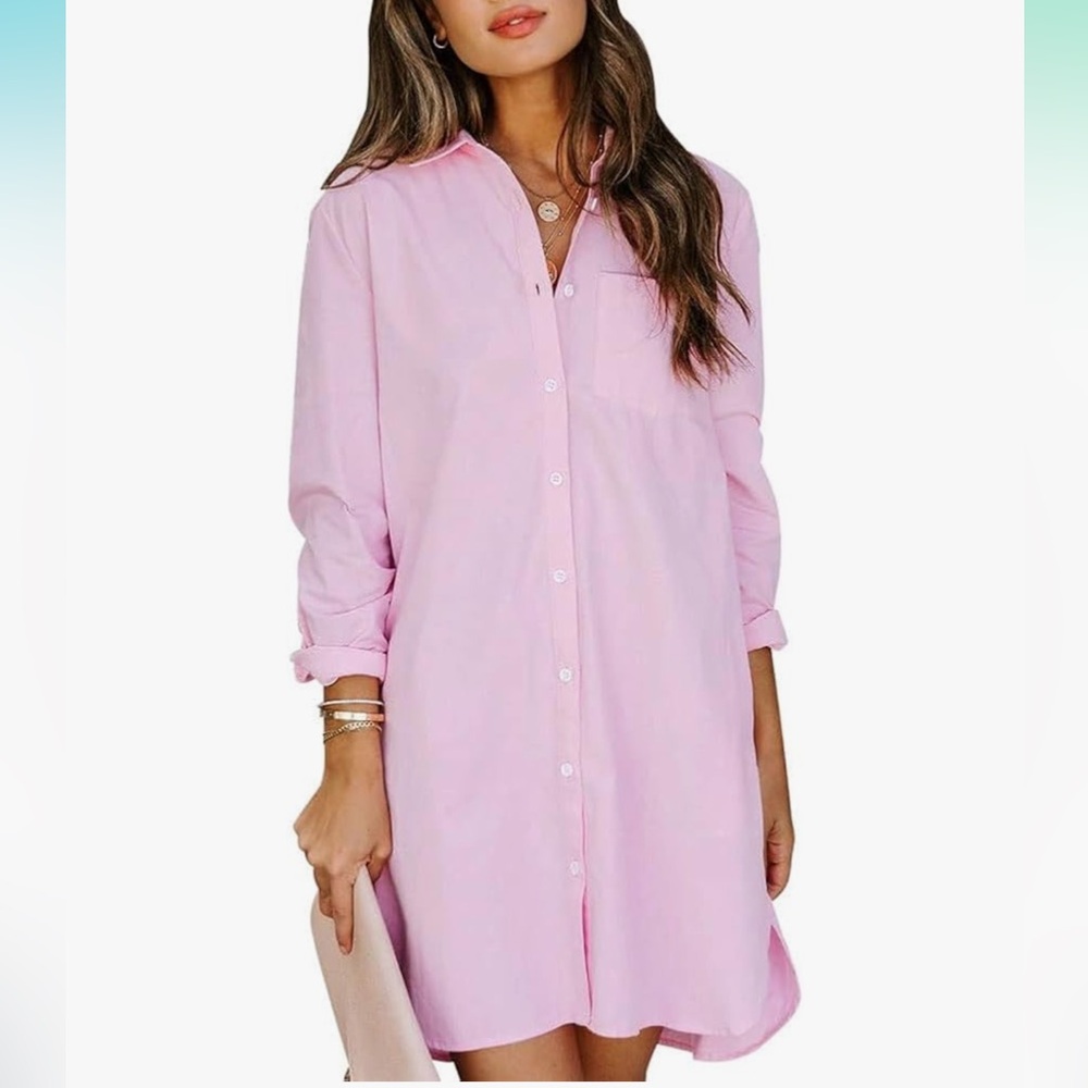 Chic Pink Shirt Dress
